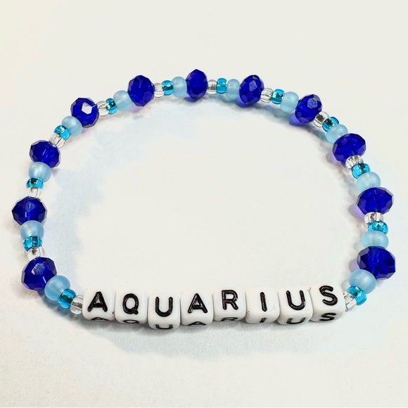 Aquarius Bracelet Astrology Astrological Sign Horoscope Jewelry Beaded Stretch - Picture 2 of 2